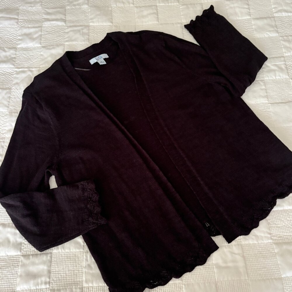 Croft & Barrow Slub Knit Black Cardigan Size M